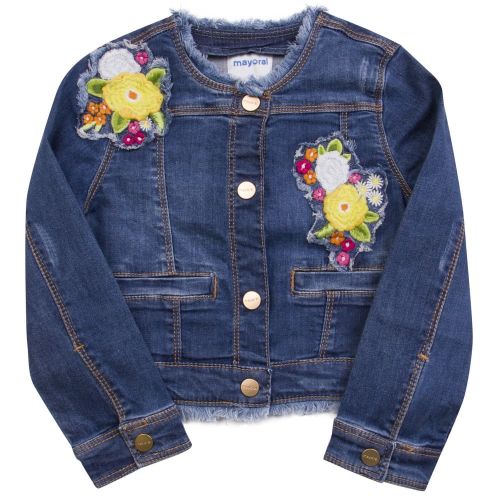 Girls Blue Embroidered Denim Jacket 22577 by Mayoral from Hurleys