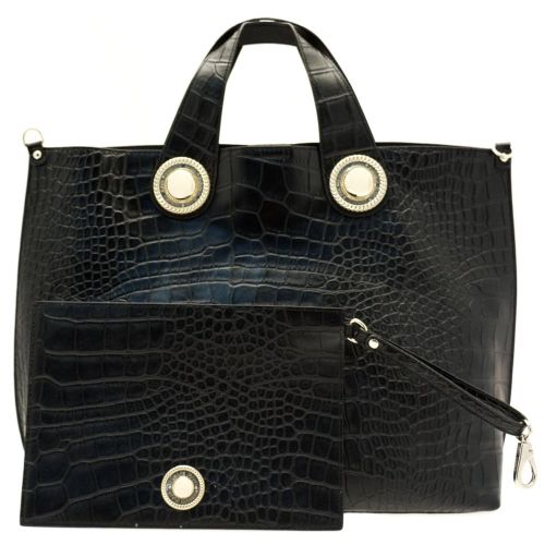 Womens Black Croc Effect Tote Bag & Purse 68087 by Versace Jeans from Hurleys