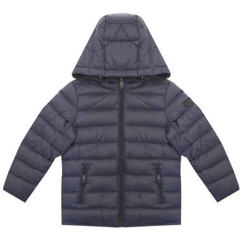 Boys Navy Branded Padded Hooded Jacket 30706 by Emporio Armani from Hurleys