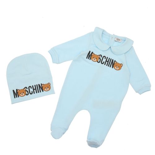 Boys Sky Blue Babygrow & Hat Gift Set 42024 by Moschino from Hurleys
