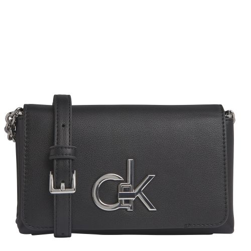 Womens Black Re-Lock Flap Small Crossbody Bag 56132 by Calvin Klein from Hurleys
