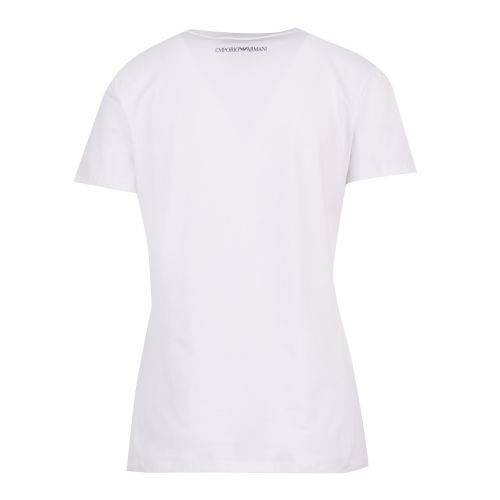 Womens White Sequin Wave Logo S/s T Shirt 55394 by Emporio Armani from Hurleys