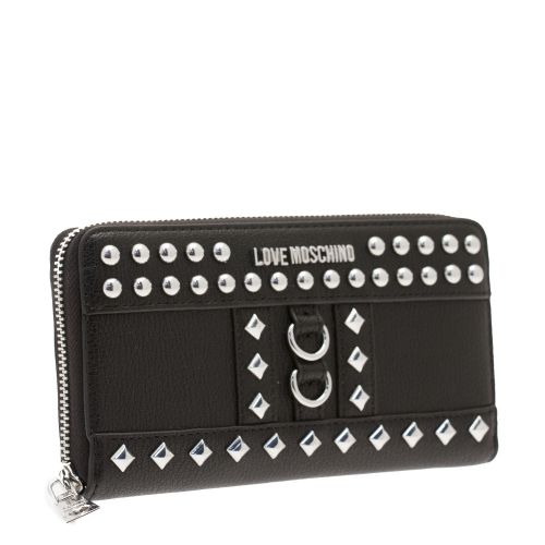 Womens Black Studded Zip Around Purse 31718 by Love Moschino from Hurleys