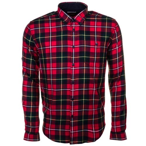 Heritage Mens Rich Red Sea Mill Check Slim Fit L/s Shirt 64764 by Barbour from Hurleys