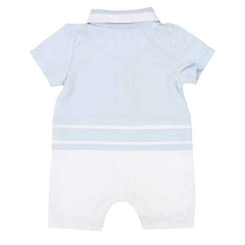 Baby Pale Blue/White Contrast Polo Romper 38233 by BOSS from Hurleys
