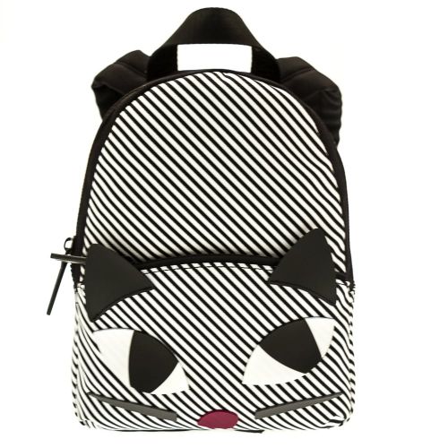 Womens Black & White Stripe Kooky Cat Backpack 70011 by Lulu Guinness from Hurleys