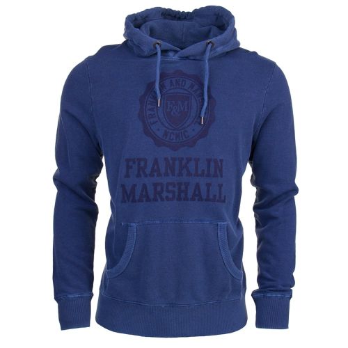 Mens Navy Hooded Sweat Top 7792 by Franklin + Marshall from Hurleys