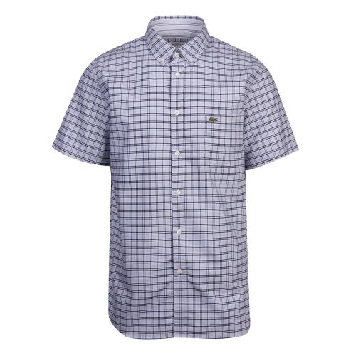 Mens Phoenix Blue/Navy Check Cotton S/s Shirt 59280 by Lacoste from Hurleys