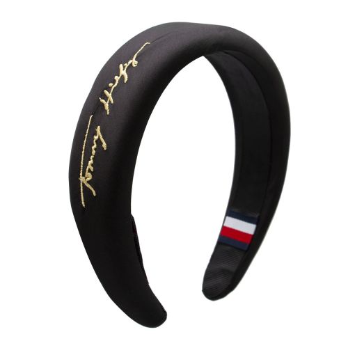 Tommy Hilfiger Womens Black Tommy Signature Headband 75095 by Tommy Hilfiger from Hurleys