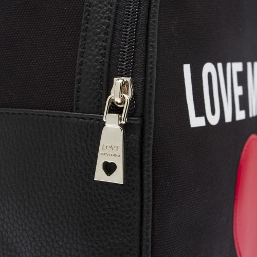 Womens Black Heart Canvas Backpack 41339 by Love Moschino from Hurleys
