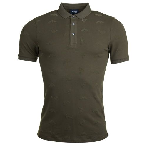 Mens Dark Green All Over Eagle S/s Polo Shirt 11043 by Armani Jeans from Hurleys