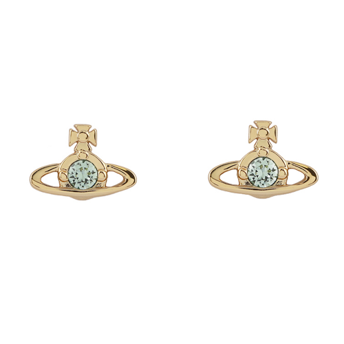 Womens Gold/Chrysolite Nano Solitaire Earrings 98750 by Vivienne Westwood from Hurleys