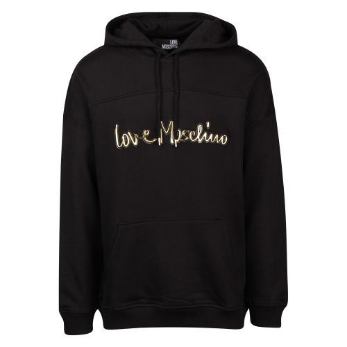 Mens Black/Gold Raised Logo Hooded Sweat Top 47877 by Love Moschino from Hurleys