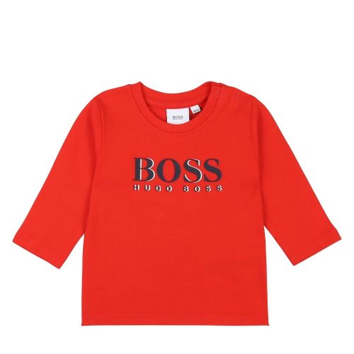 Toddler Red Layered Logo L/s T Shirt 45522 by BOSS from Hurleys