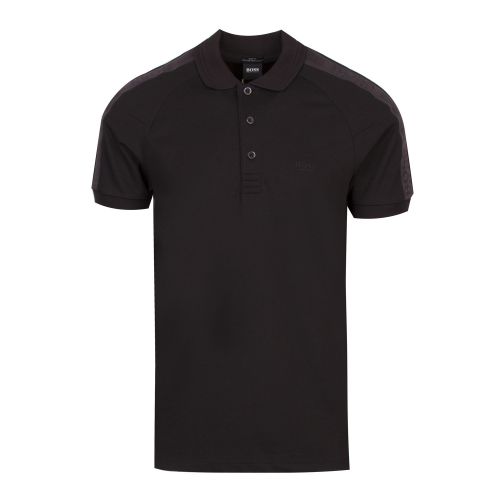 Athleisure Mens Black Paule 2 Taped Arm Slim Fit S/s Polo Shirt 45193 by BOSS from Hurleys