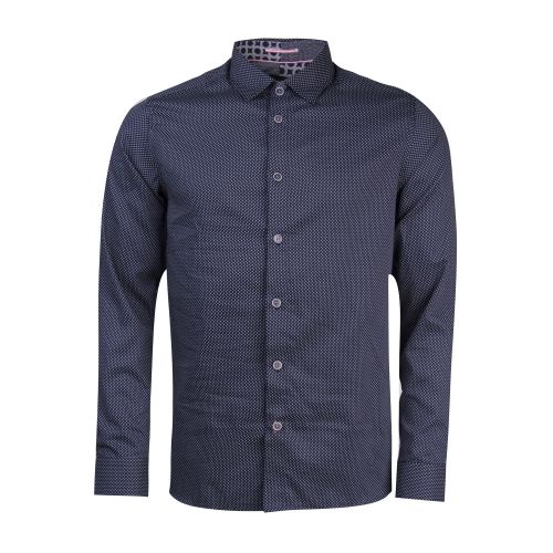 Mens Navy Boomtwn Geo L/s Shirt 28250 by Ted Baker from Hurleys
