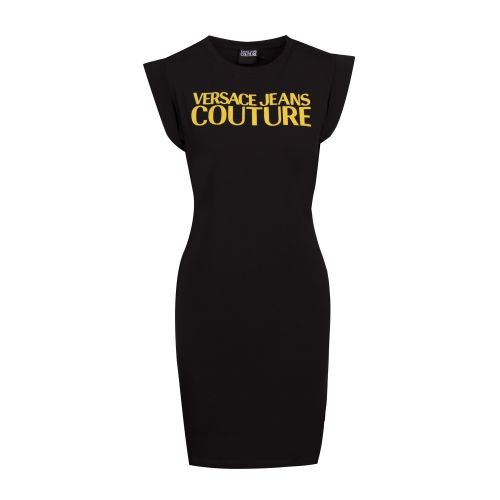 Womens Black Gold Logo Midi Dress 43741 by Versace Jeans Couture from Hurleys