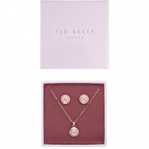 Womens Rose Gold/Baby Pink Emillia Mini Button Necklace & Earrings Gift Set 34059 by Ted Baker from Hurleys