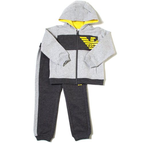 Boys Grey & Yellow Contrast Tracksuit 73168 by Armani Junior from Hurleys