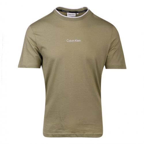 Mens Sage Cotton Centre Logo S/s T Shirt 103424 by Calvin Klein from Hurleys
