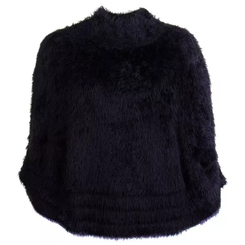 Womens Black Faux Fur Poncho 70287 by Armani Jeans from Hurleys