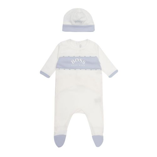 Baby White Babygrow & Hat Gift Set 86999 by BOSS from Hurleys