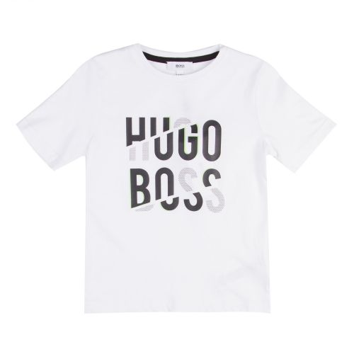 Boys White Graphic Logo S/s T Shirt 28380 by BOSS from Hurleys