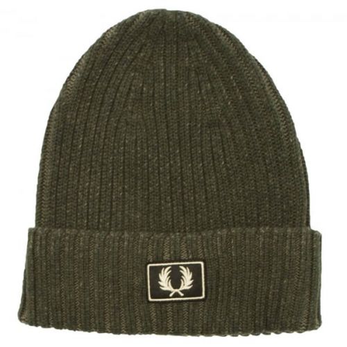 Mens Hunting Green Beanie Hat 14809 by Fred Perry from Hurleys