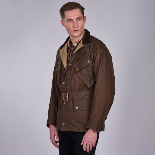 Mens Dark Sand Joshua Waxed Jacket 75450 by Barbour Steve McQueen Collection from Hurleys
