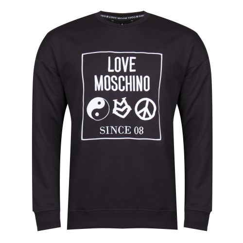 Mens Black Logo Symbol Sweat Top 31660 by Love Moschino from Hurleys