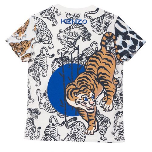 Boys Off White Tiger Mix S/s T Shirt 102658 by Kenzo from Hurleys