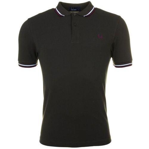 Mens Hunting Green Twin Tipped S/s Polo Shirt 59168 by Fred Perry from Hurleys