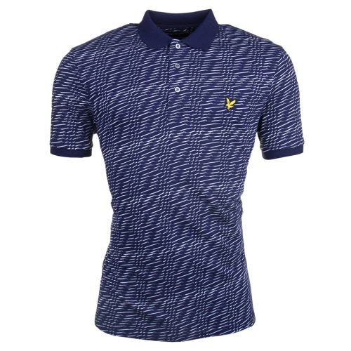 Mens Navy Distorted Pattern S/s Polo 15344 by Lyle & Scott from Hurleys