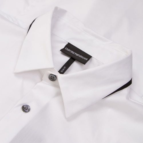 Mens Navy Collar Trim Slim L/s Shirt 22285 by Emporio Armani from Hurleys