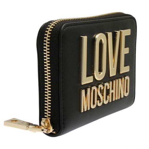Womens Black Plated Logo Small Zip Around Purse 84225 by Love Moschino from Hurleys