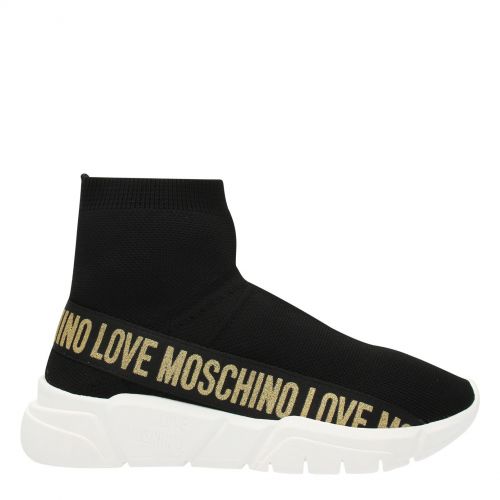 Womens Black/Gold Logo Knit Trainers 77811 by Love Moschino from Hurleys
