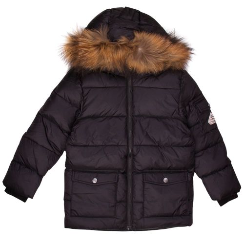 Kids Black Authentic Fur Hooded Jacket (8yr+) 13850 by Pyrenex from Hurleys