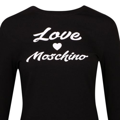 Womens Black Logo L/s T Shirt 110546 by Love Moschino from Hurleys