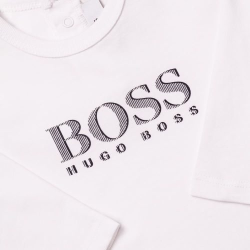 Baby White Basic Branded L/s Tee Shirt 65311 by BOSS from Hurleys