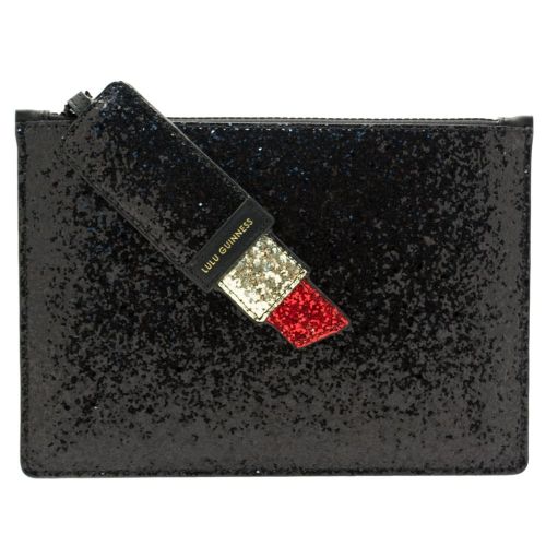 Womens Black & Red Glitter Grace Pouch 66676 by Lulu Guinness from Hurleys