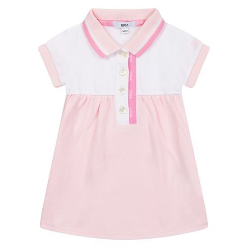 Baby Pale Pink Logo Trim Polo Dress 106316 by BOSS from Hurleys