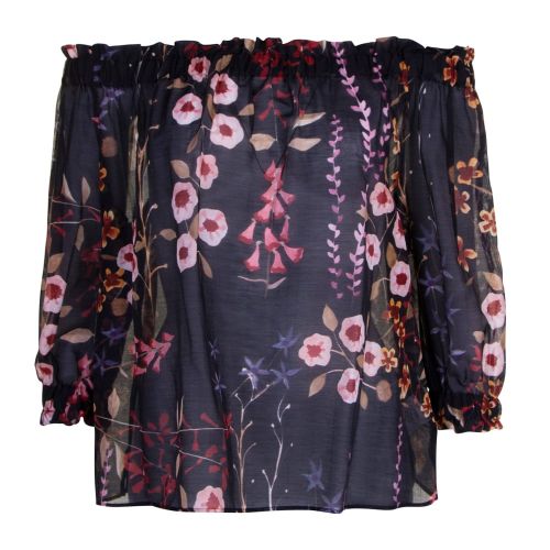 Womens Navy Floral Bardot Top 19864 by Emporio Armani from Hurleys