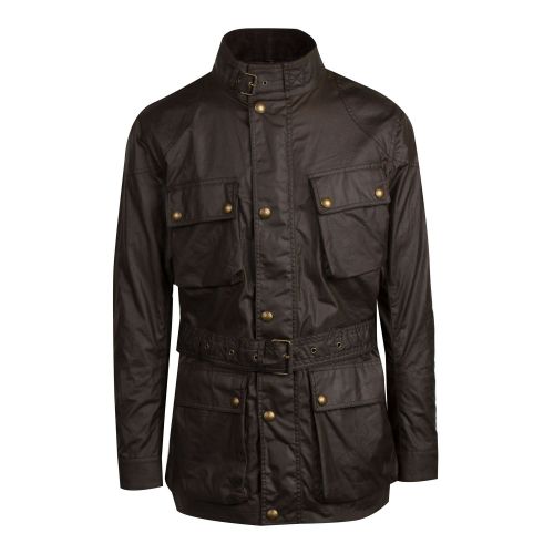 Mens Faded Olive Trialmaster 6oz Belstaff Waxed Jacket 79015 by Belstaff from Hurleys