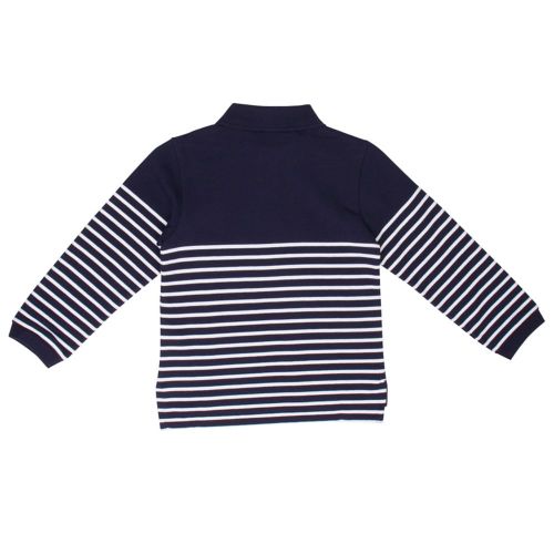Boys Navy & White Striped L/s Polo Shirt 14859 by Lacoste from Hurleys