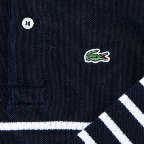 Boys Navy & White Striped L/s Polo Shirt 18994 by Lacoste from Hurleys