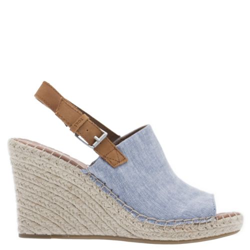 Womens Blue Chambray Monica Wedges 21621 by Toms from Hurleys