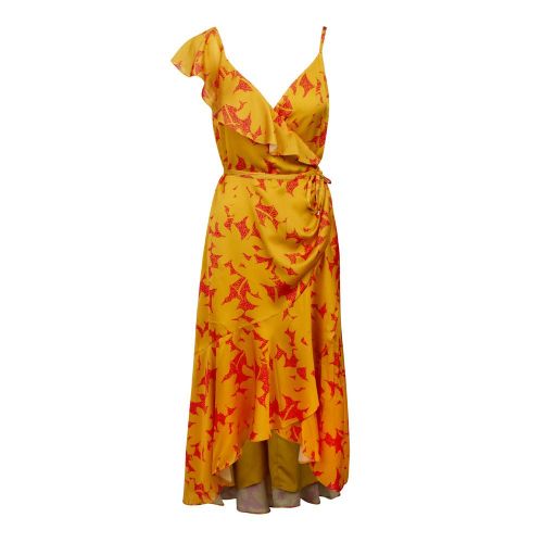 Womens Yellow/Pink Saraaa Ruffle Midi Wrap Dress 87918 by Ted Baker from Hurleys