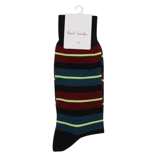 Mens Navy Donnie Neon Stripe Socks 48645 by PS Paul Smith from Hurleys