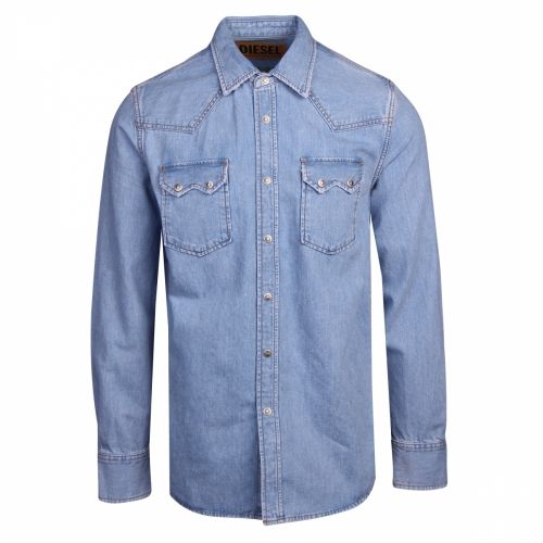 Mens Blue D-Leo Denim L/s Shirt 40502 by Diesel from Hurleys