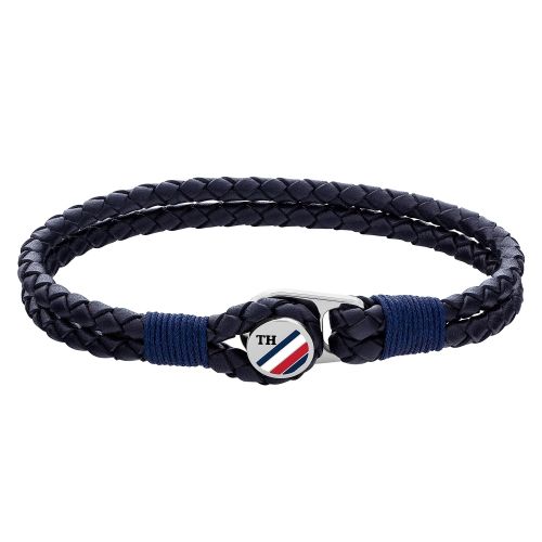 Mens Navy Button Leather Bracelet 60100 by Tommy Hilfiger from Hurleys